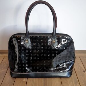 Arcadia Black Patent Leather Purse Satchel